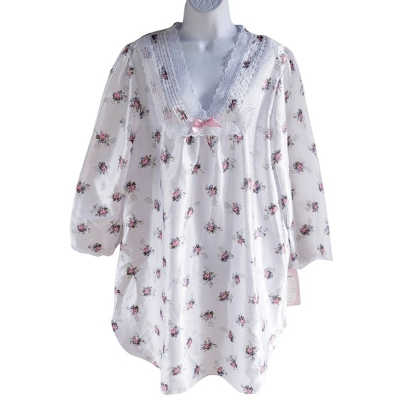 Vintage Barbizon Cuddleskins Pastel Floral Night Shirt sz Large New Long Sleeve - Picture 1 of 5